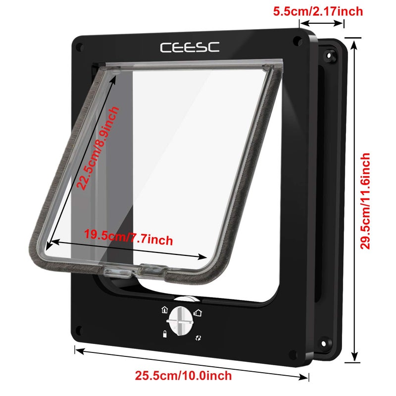 CEESC Extra Large Cat Door (Outer Size 11.6" x 9.8"), Rotary 4 Way Locking Cat Door for Interior Exterior Doors, Weatherproof Pet Door for Cat & Doggie with Circumference < 24.8",Upgraded Version - Image 3